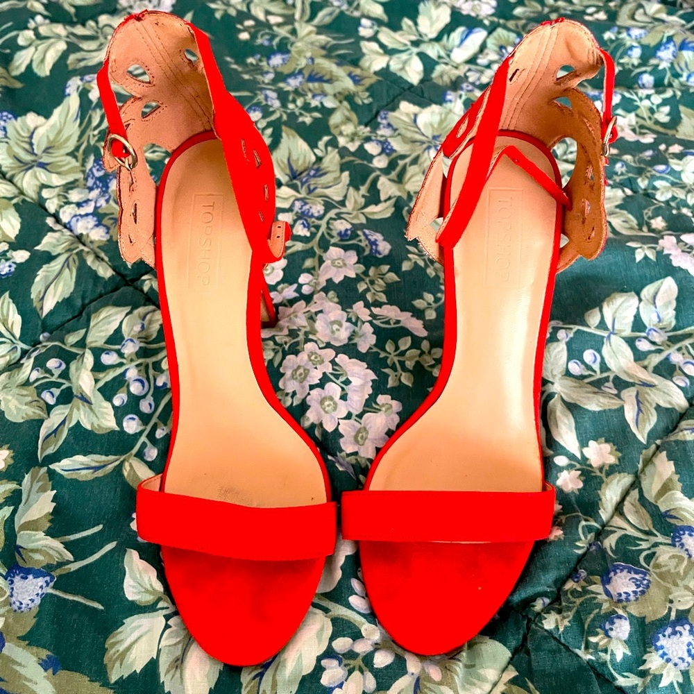 Topshop orange strappy high heeled sandals